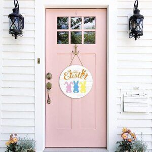Happy Easter Door Sign Cute Rabbit Wooden Hanging Sign / BRAND NEW